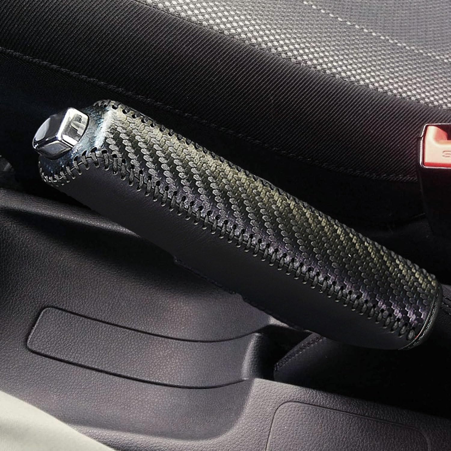 

Genuine Leather Parking Brake Cover, High Quality Genuine Leather, Comfortable to Touch, Universal Type, чёрный