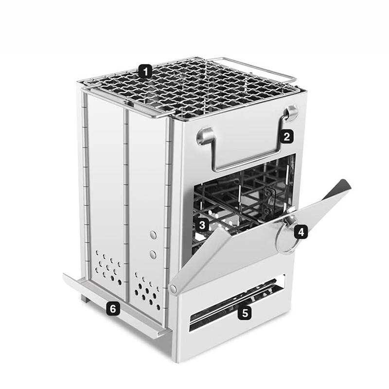 Oeny Portable Folding Stainless Steel Camping Wood Stove