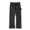 Trendy Wijde Jeans, Gewassen, Slijtageplekken, Patchwork, Unisex Stijl