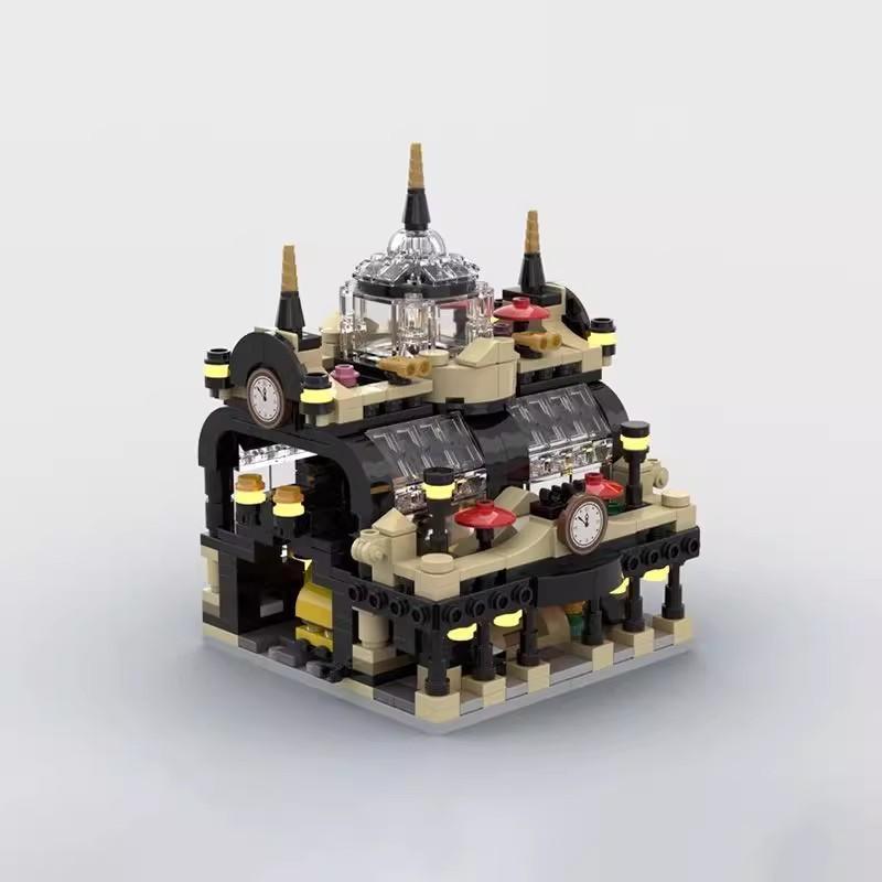 Building Block Compatible 145087 Stagate Train Station Mini Building Street View Creative Model Building Block