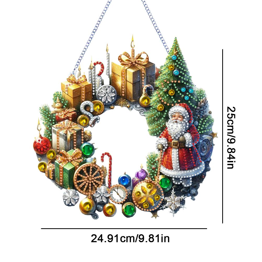 2025 Weihnachten 5D DIY Acryl Kranz Malerei Anhänger Dekor Weihnachten Diamant Malerei Girlande für Heim Fenster Tür Dekor Geschenke