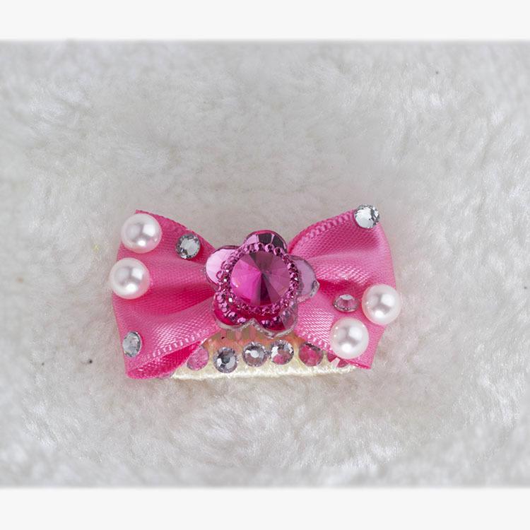 Prinzessin Haustier Hund Haarspange Schleife - Yorkshire Malteser Perle Strassstein Accessoire