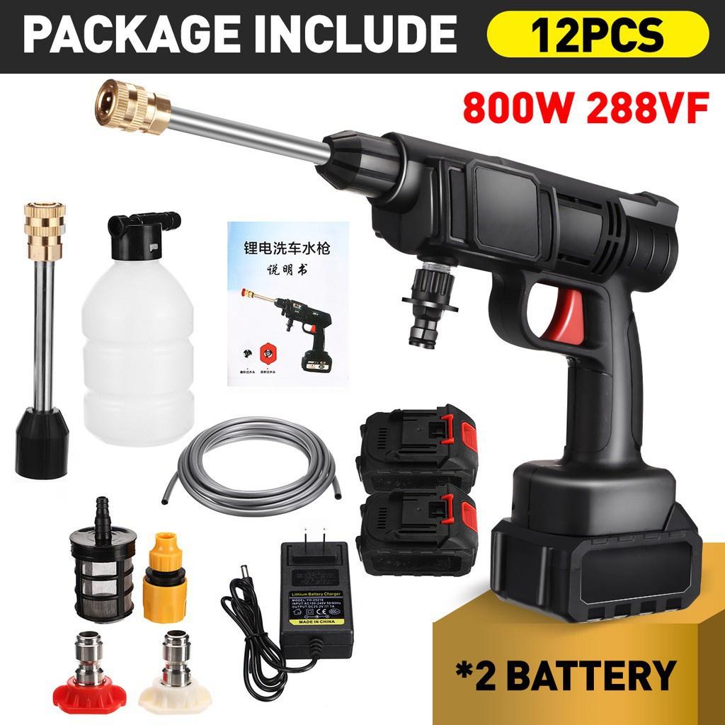 800W ABS + Stainless Steel Cordless Car Washer High Pressure Washer Spray Water Guns Cleaner Car Wash Pressure Water Nozzle Cleaning Machine Home