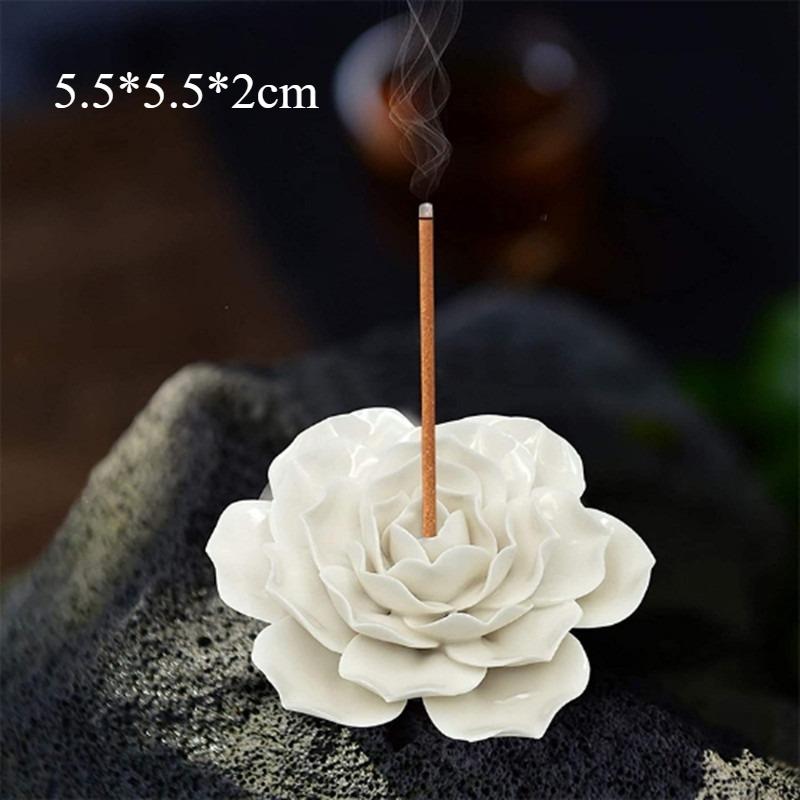 

Lotus Incense Burner, Small Ceramic Handmade Water Lily Censer for Stick Incense, Home Altar Decor, Meditation Zen Gift Ornament