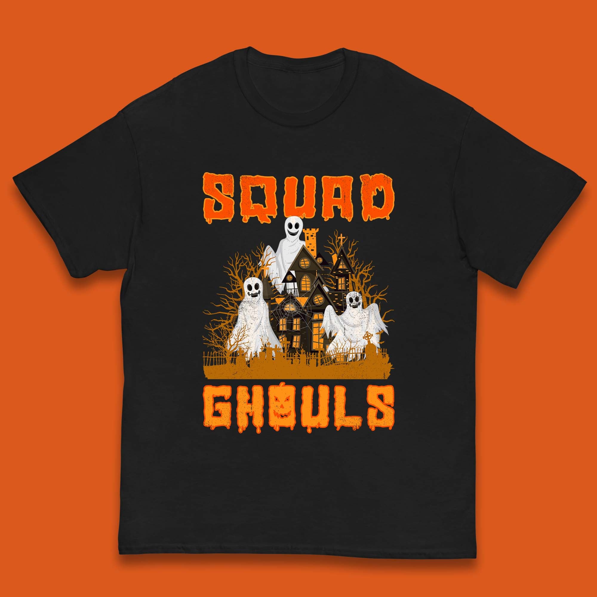 Squad Ghouls Halloween Boo Ghost Horror Scary Haunted House Kids T Shirt 150