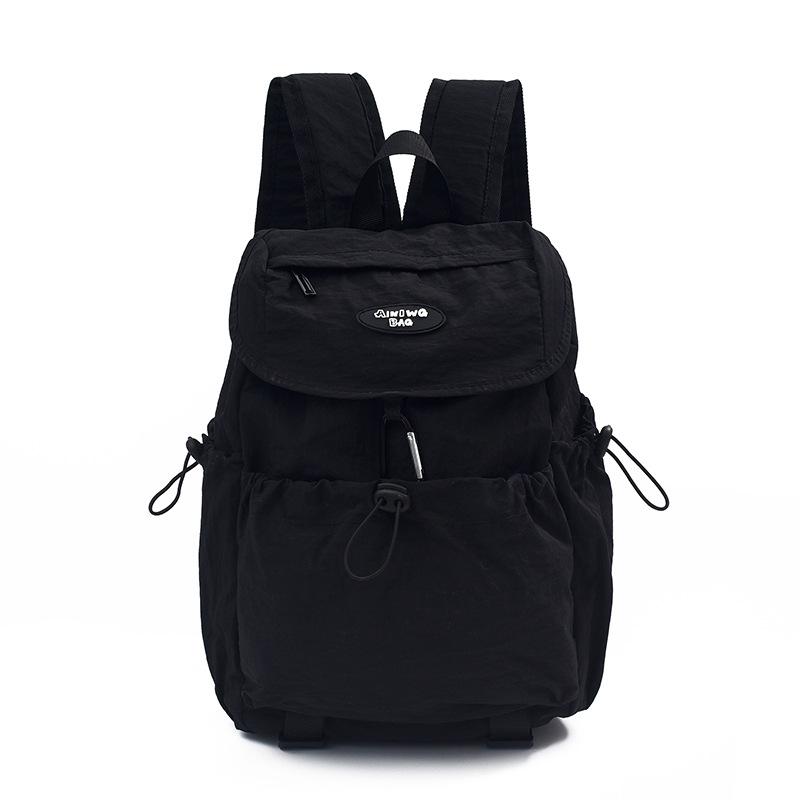 Schoolbag's new large-capacity backpack is simple and lightweight, contrasting color backpack, drawstring, men's and women's schoolbags