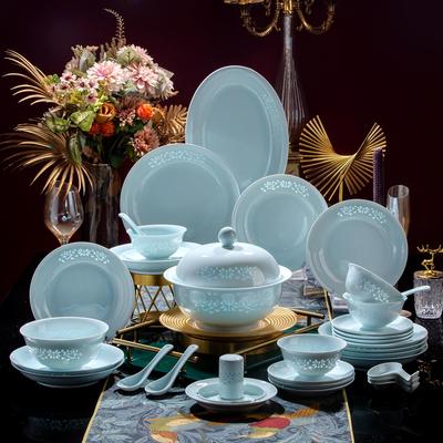 Jingdezhen Porseleinen Servies: Yingqing Linglong Onderglazuur Kom & Bord Set - Makkelijk Schoon te Maken, Hoog Wit, Klaar om als Cadeau te Geven.