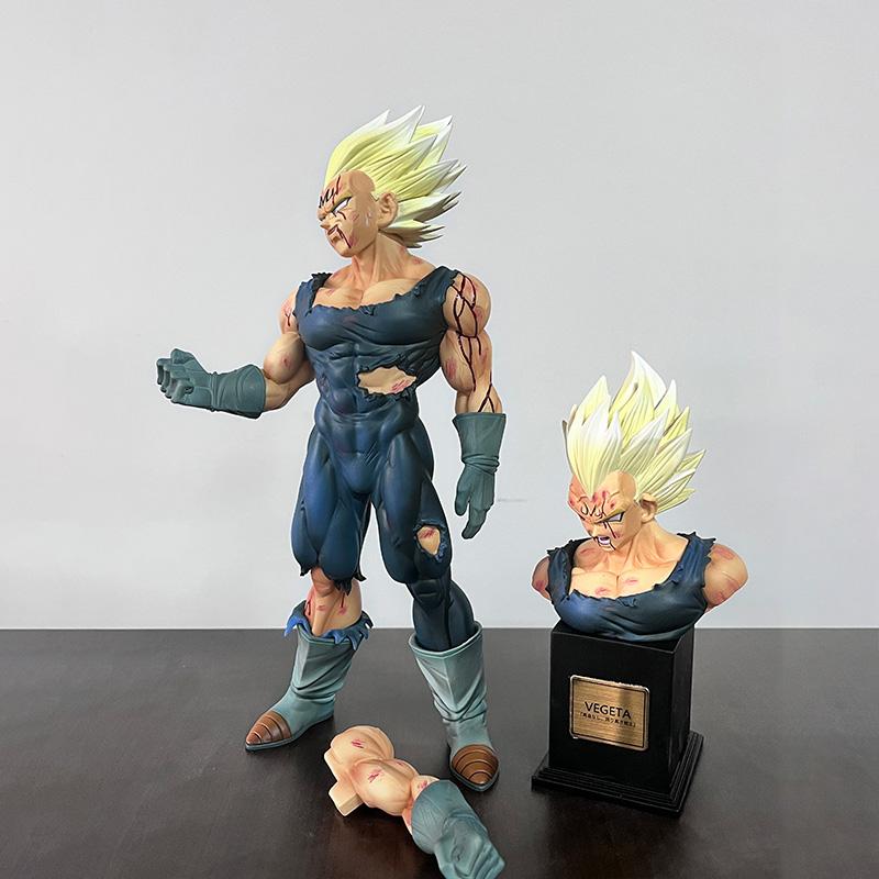 Dragon Ball Z Majin Vegeta Action Figure 28cm 11.02inch Replace Head Battle Damaged Statue Collection Model Toys Gifts For Fans