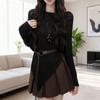 Irregular Hem Hollow Long-sleeved Sweater for Women 2025 New Autumn Temperament Korean Casual Versatile Top