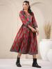 Hand Block Printed Dress Midi Cotton Floral Dress Boho Chic Holiday Summer Indian Cotton Dress Handmade In India Jaipuri Dress with Pockets