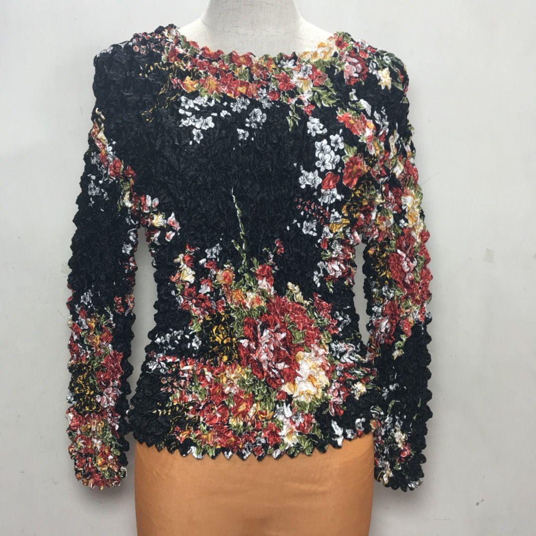 

Плиссированная рубашка с ананасом, модная рубашка с пузырьками, разнообразная волшебная одежда, с длинным коротким рукавом, цветная, трехмерная, прозрачная, свободная, женская одежда большого размера One Size