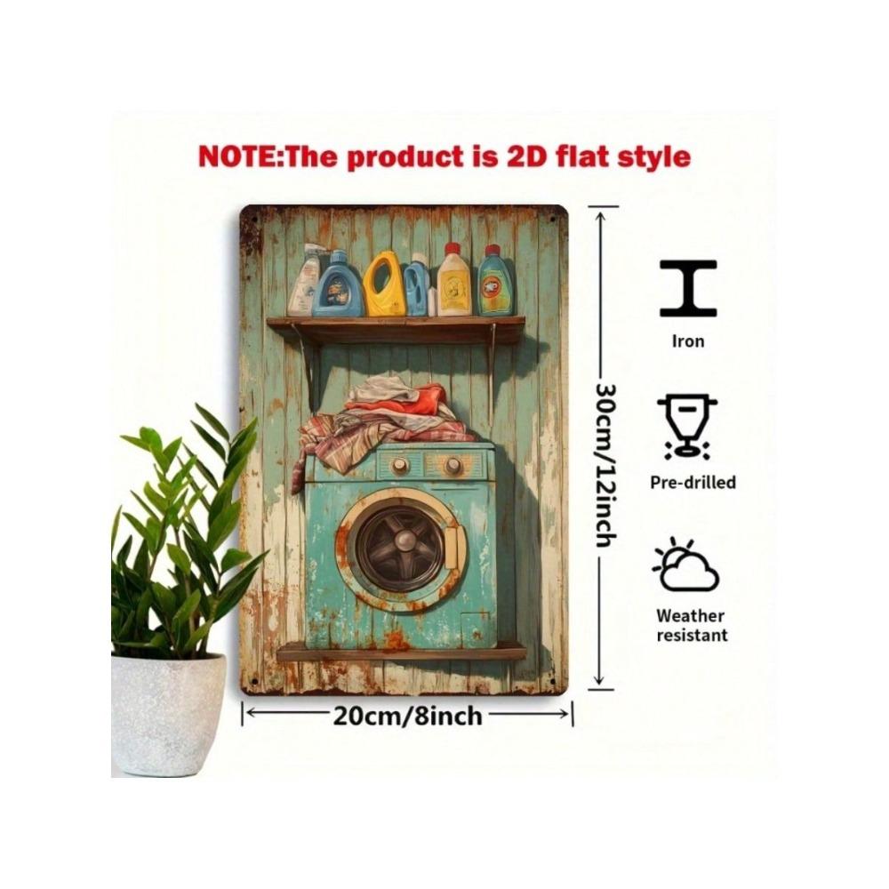 Vintage Retro Washing Machine Metal Sign 20x30cm Laundry Wall Decor