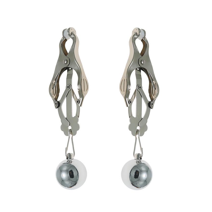 Chaquj Erotic Nipple and Labia Clamps with Gravity Ball Pendant