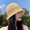 Thin Woven Temperament Fashionable Fisherman Hat Children Spring and Summer Face Small Casual Versatile Hollow Knitted Basin Hat
