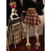 Autumn 2025 Women's High Waist Plaid Wool A-line Skirt with Belt
