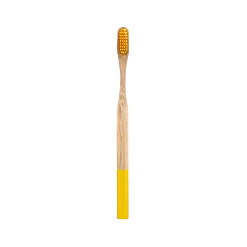 Custom Logo and Packaging Color Painted Round Handle Adult Soft Bristle Eco Biodegradable Bamboo Toothbrush