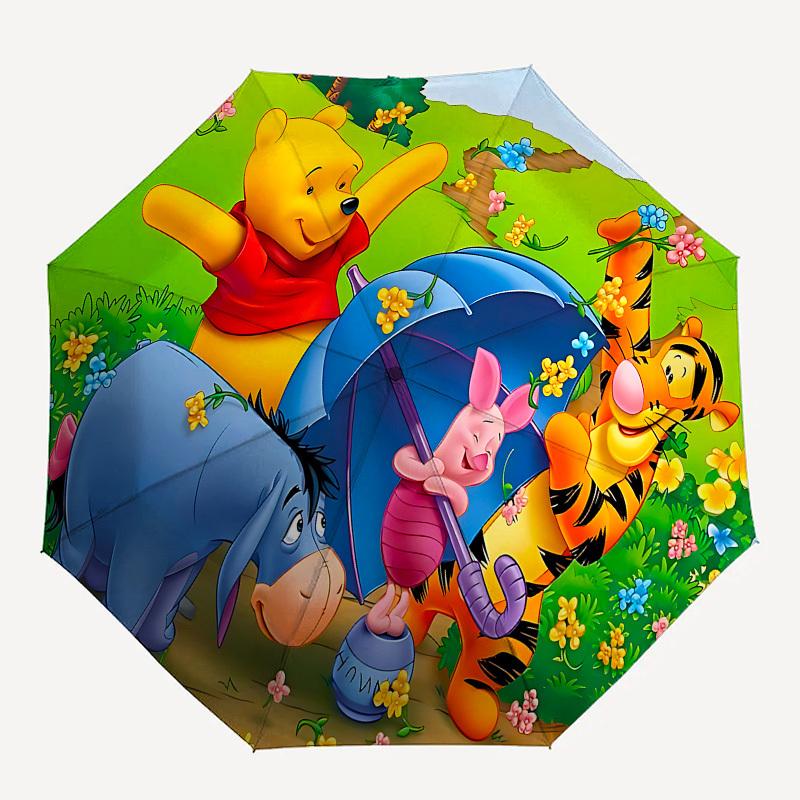 Ombrello Automatico ad Apertura e Chiusura a Tema WinnieThePooh e Tigro, Ombrello Portatile Colorato con 8 stecche, Adatto per Uomini e Donne