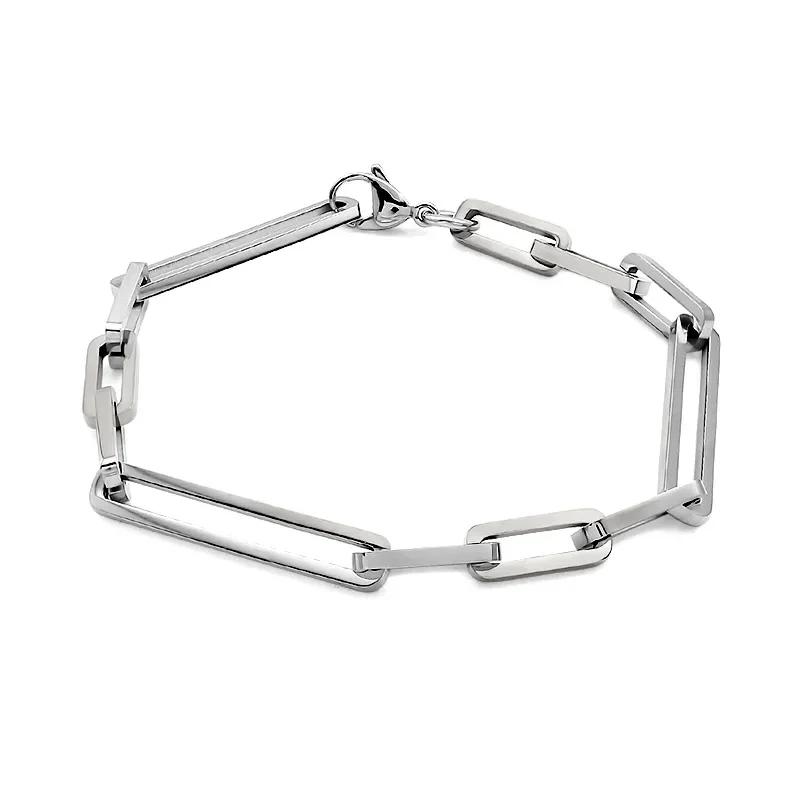 

6mm Wide Stainless Steel Paperclip Link Choker Necklace Slim Gold Color Waterproof for Women And Men