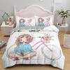 Cartoon Lovely Girls King Queen Duvet Cover Cute Little Girl Pattern Bedding Set Kids Pink Pretty 2/3pcs Polyester Quilt Cover