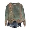 Women's Fashion Round Neck Pullover Top Long Sleeve Tee Printed Sweatshirt