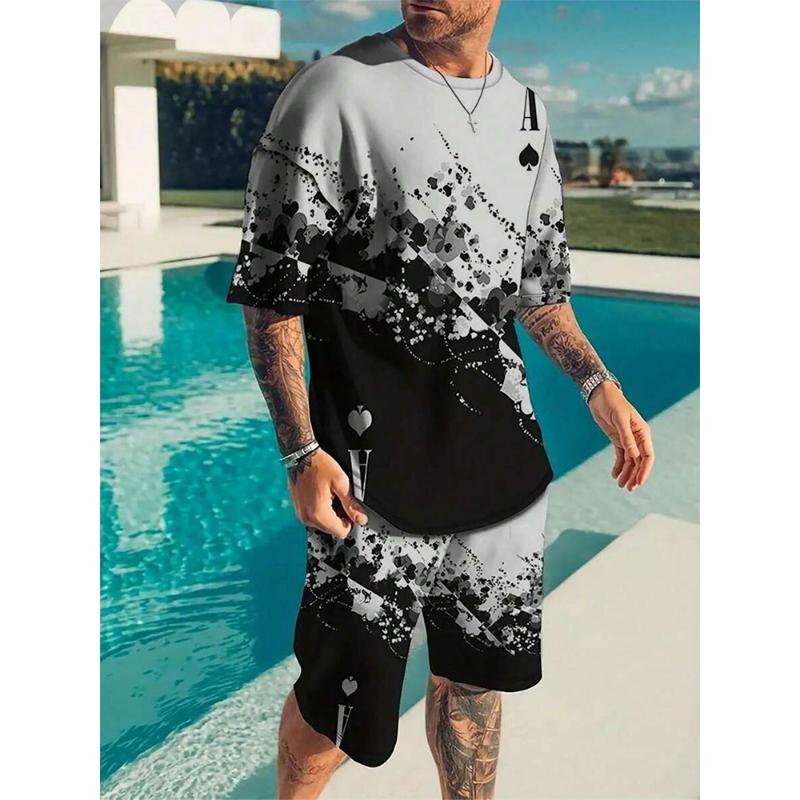 Summer Everyday Casual Men's Sports Shorts Street Fashion Men's Short-sleeved Tops Lion Print Men's T-shirts And Shorts Sets