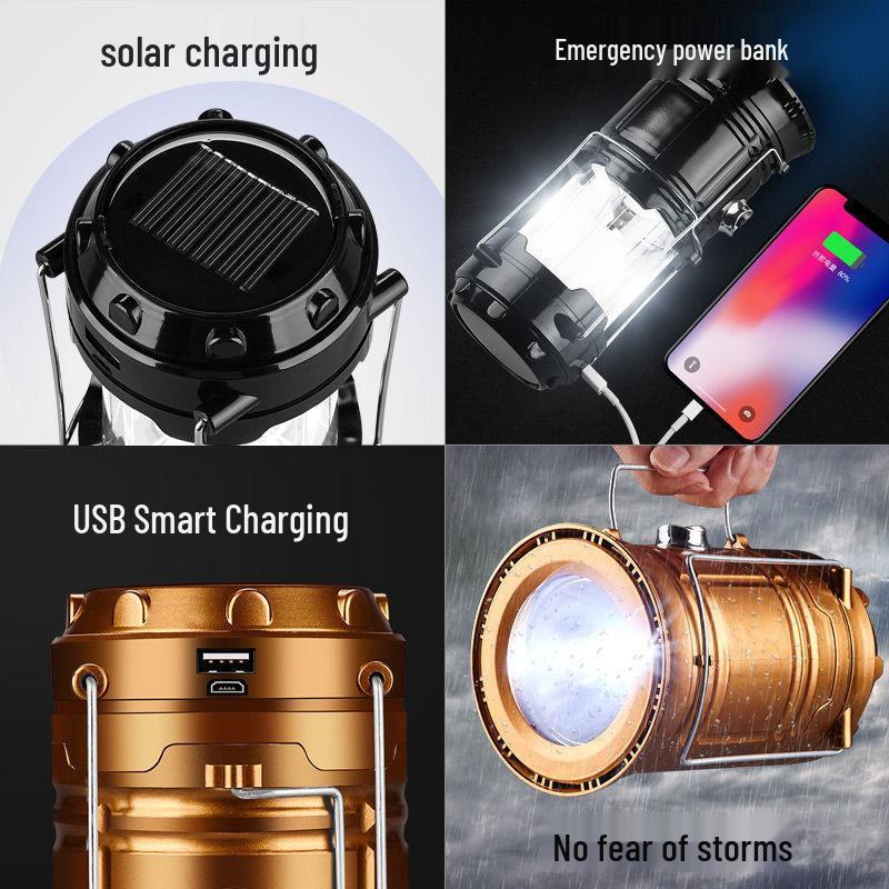 Rechargeable Outdoor Solar Camping Lantern with Long Battery Life - Flashlight & Tent Light for Emergencies & Power Outages