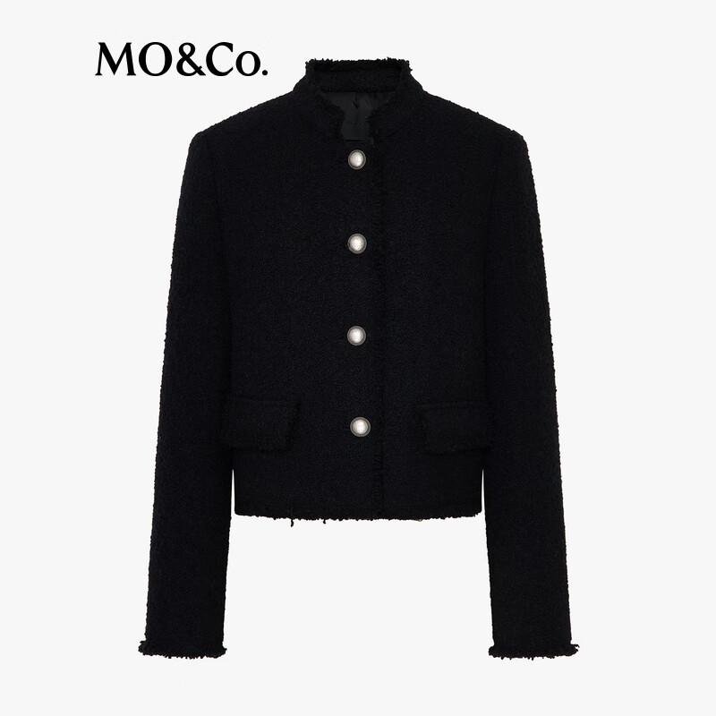 MO&Co. Wool Blend Bouclé Cropped Jacket