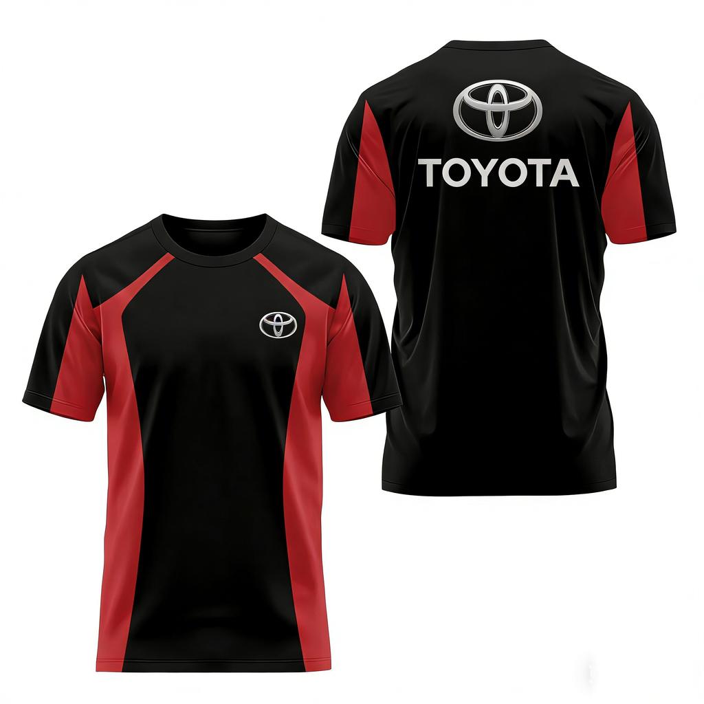 Toyota Logo Racing Round Neck Short Sleeve T-Shirt Casual Fashion Summer Sports Unisex Large Size Top for Men and Women