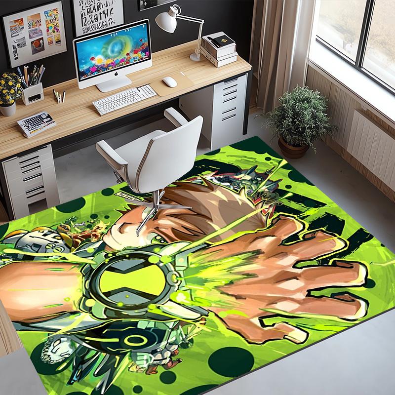 Ben 10 Cartoon Pattern Rug, Indoor/Outdoor Mat, for Picnic, Gameroom, Bedroom, Office, Living Room, Home Decor Carpet, Birthday Gift