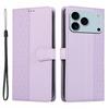 For iPhone 17 Pro Case Splicing Imprinted Rhombus Leather Phone Cover with Wrist Strap