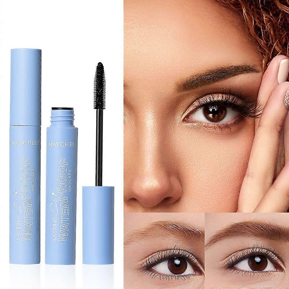 Long-lasting Waterproof Mascara That Does Not Smudge or Sweat, for Women with Curled and Thick Eyelashes.