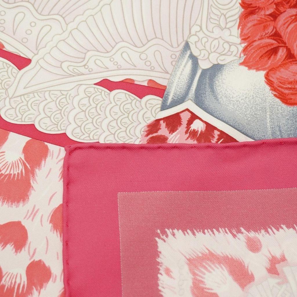 Used Domestic genuine, extremely beautiful condition, HERMES J.Abadie CASOUES PLUMETS faceless helmet Carre 90 large silk scarf, pink, authentic,