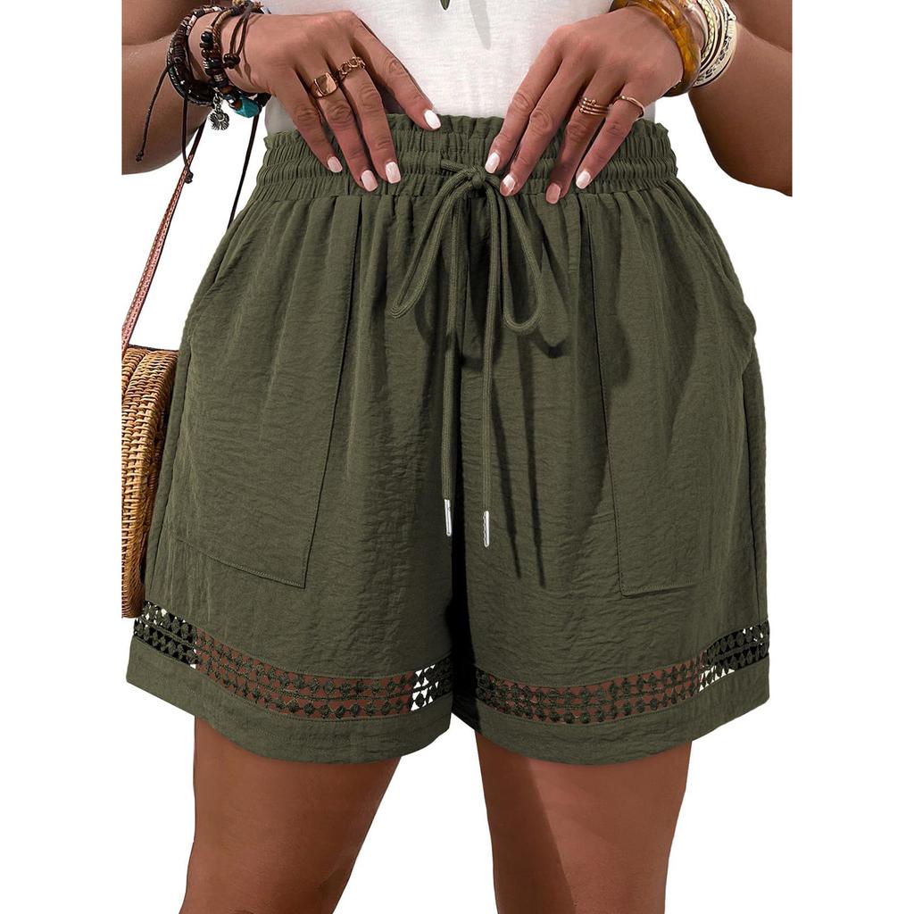 Women's Casual Lightweight Pocketed Elastic Waist Shorts