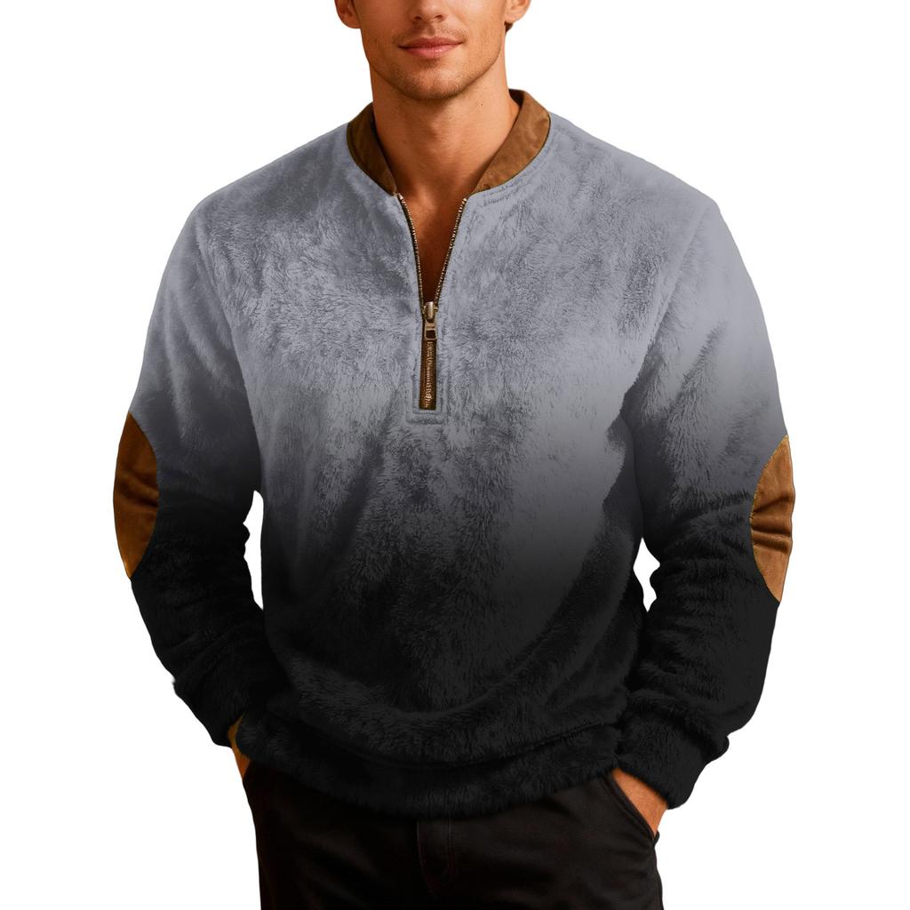 Sweat-shirt de sport décontracté pour homme à imprimé dégradé, rétro, à manches longues et demi-fermeture éclair
