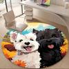 1PC Puppies Flowers Office Round Area Rug, Mat Suitable ForOffice, Under Office Chairs Bedroom Living Room Home Decor, Room Deco