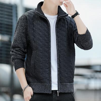 2025 Autumn and Winter New Men's Casual Stand Collar Jacket Versatile Zipper Cardigan Sweater