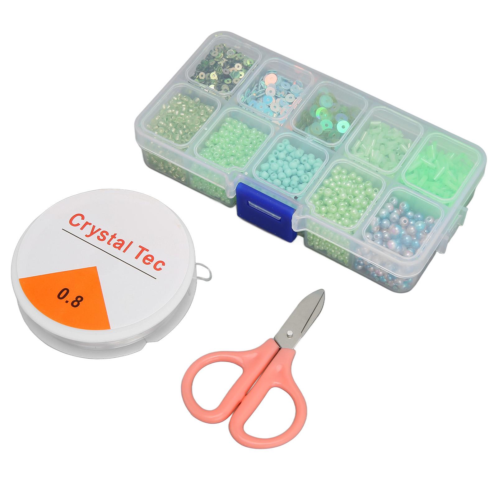 

Jewelry Making Beads Set Different Shapes Colors Elastic Thread Scissors DIY Bracelet Necklace Accessories