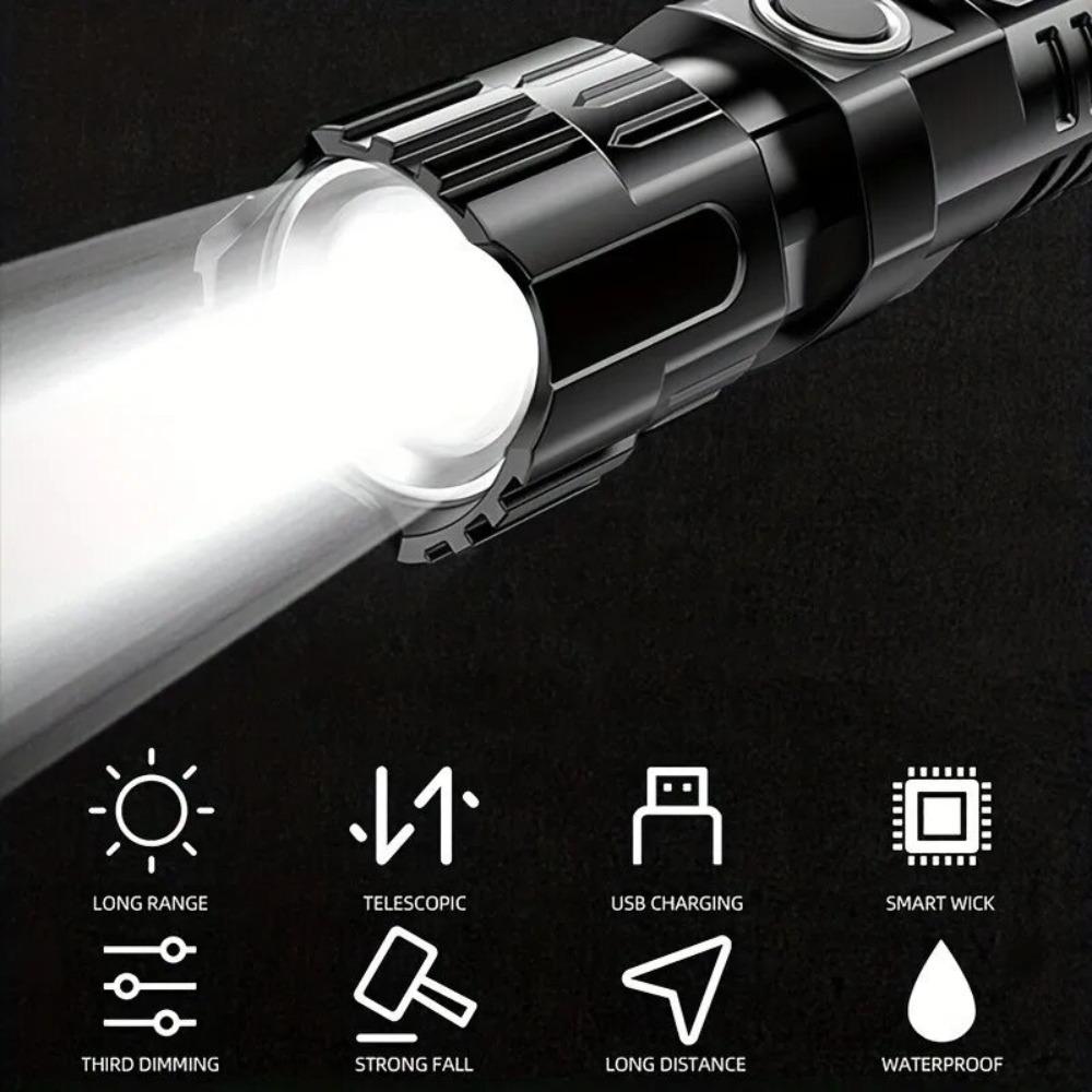 Super Powerful LED Flashlight Zoom LED Torch Built-in Battery USB Rechargeable Waterproof Lamp Ultra Bright Lantern