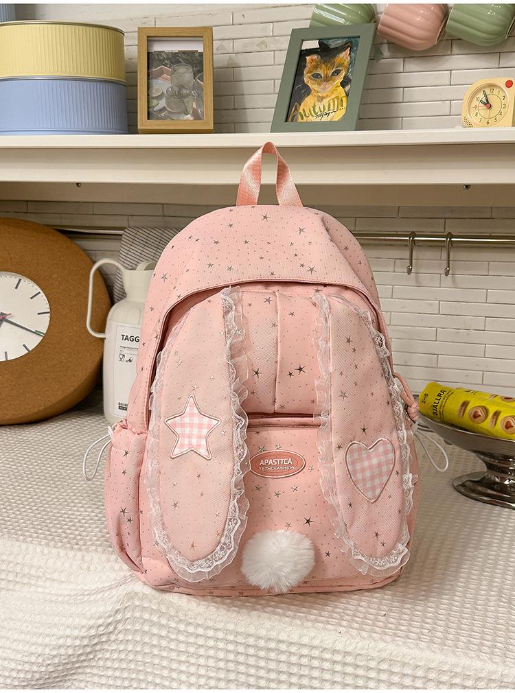 Schoolbag new rabbit ear three-dimensional schoolbag Korean girl milk waxy gentle feeling travel versatile leisure travel backpack