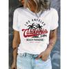 European Size [1pc Geometric Palm Tree Print T-Shirt] 1pc Women'S Casual Short Sleeve Round Neck T-Shirt with Geometric Palm Tree Print