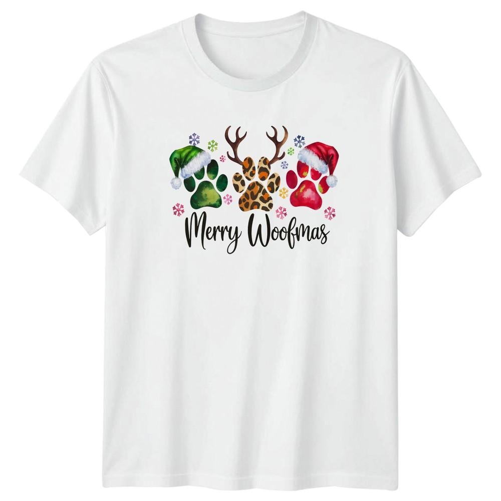 Merry Woofmas Christmas Paw Prints Holidays Unisexs TShirt Unisexs Tee S