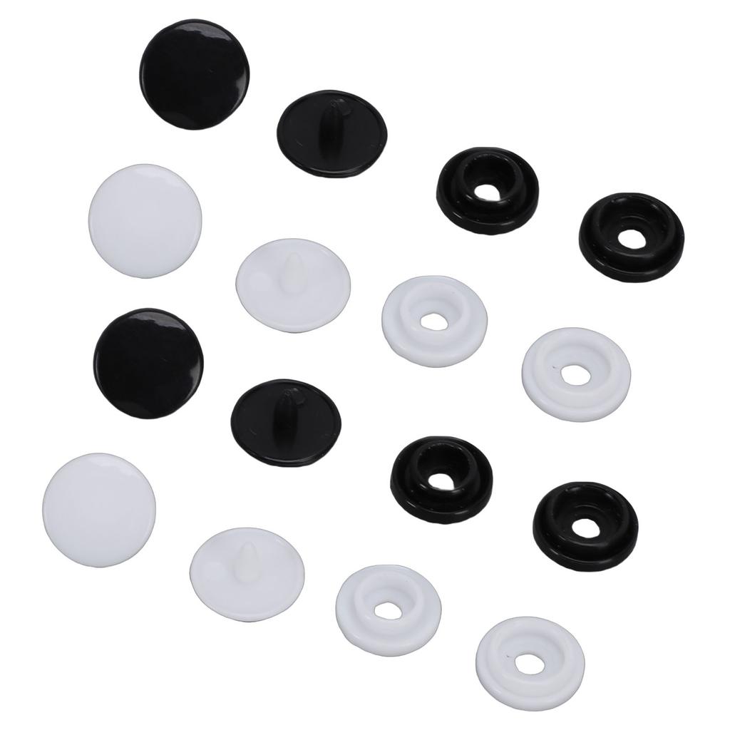 200 Set Plastic Snaps Fasteners No Sew Round Buttons Kit for Clothing Sewing Crafting Bib Bag Bright Black and Bright