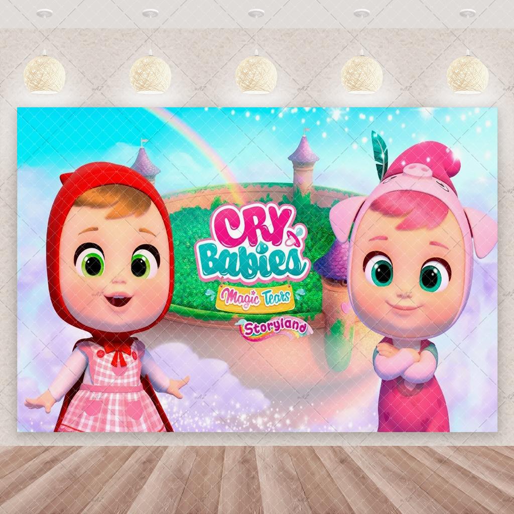 Cartoon Cute Cry Babiesed Birthday Party Decorations Lovely Blind Box Doll Backdrop Baby Shower Supplies Child Room Wall Hanging