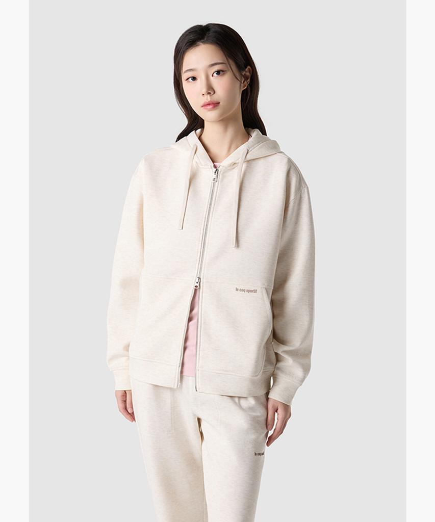 Lecoq Uni Cushion Fabric Loose Fit Zip-Up Hoodie - Oatmeal Qr123Lft13