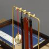 Metal Chinese Brush Pen Holder with Wooden Base Brass Calligraphy Rest Ink Hanger 8 Needles Writing Brush Holder