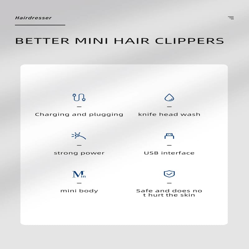 Mini Compact Stainless Steel Electric Hair Clipper Oil Head Clipper USB Rechargeable Home Mini Blade Metal Hair Clipper Smooth and Neat Trimming