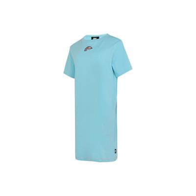 Sportswear Rainbow Embroidered Color Block Logo Printed Knit Short Sleeve Dress Women Dresses Pink Blue DJ6202-484