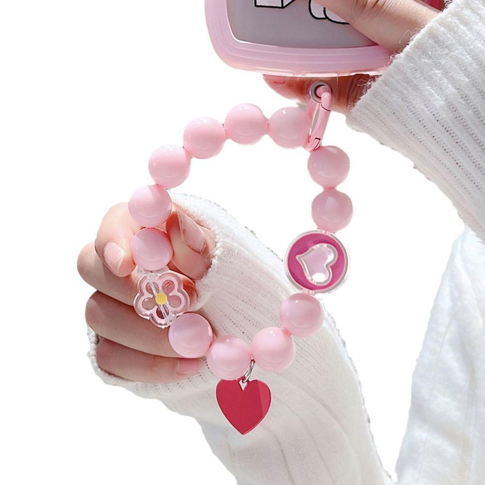 Love Flower Flower Bracelet Short Mobile Phone Lanyard Creative Wrist Lanyard Handmade Bead String Pendant Phone Wrist