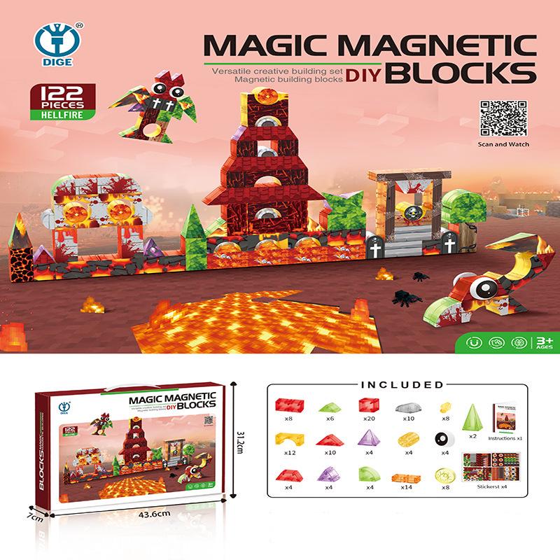 DiGe Geometric Magnetic Blocks - Building Blocks for Construction Vehicles & Castles - Children's Toys
