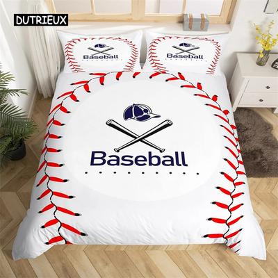 3D Print Baseball Duvet Cover Set Sports Theme Bedding Set King Baseball Gaming Geometry Stripe Quilt Cover for Boy Girl